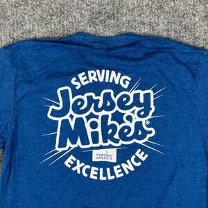 Next Level T-Shirt Mens M Blue Jersey Mike’s Promo Graphic Crew Work Tee